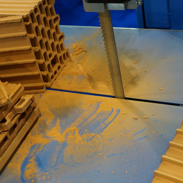 A brick and building block cutting machine.
